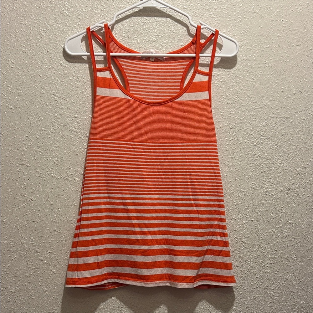 ☑️Love Notes Orange and White Striped Tank Top